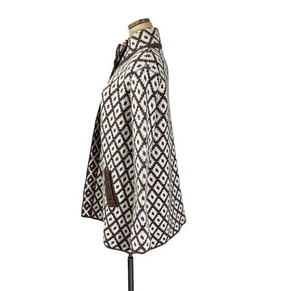 Oriana made in Italy women's cardigan M cream brown wool blend double knit soft - Picture 5 of 8